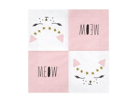 Serwetki Kotek meow, 33x33cm (1 op. / 20 szt.) Partydeco Serwetki Kotek meow, 33x33cm (1 op. / 20 szt.) Partydeco