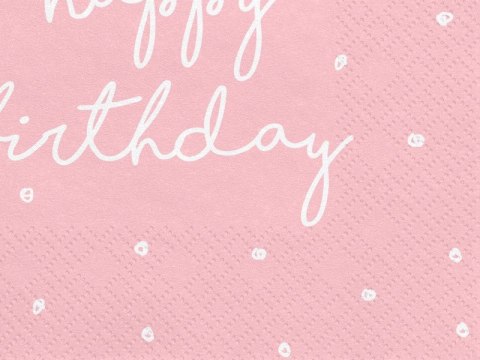 Serwetki różowe Happy Birthday, 33x33 cm (1 op. / 20 szt.) różowe Partydeco Serwetki różowe Happy Birthday, 33x33 cm (1 op. / 20 szt.) różowe Partydeco