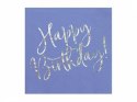 Serwetki urodzinowe Happy Birthday, niebieskie, 33x33cm Partydeco