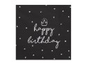 Serwetki urodzinowe czarne, Happy Birthday, 33x33 cm (1 op. / 20 szt.) Partydeco