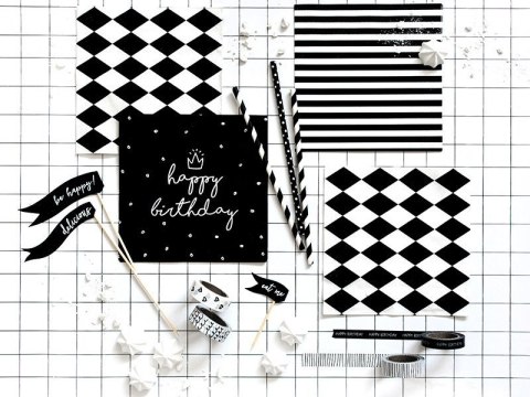 Serwetki urodzinowe czarne, Happy Birthday, 33x33 cm (1 op. / 20 szt.) Partydeco Serwetki urodzinowe czarne, Happy Birthday, 33x33 cm (1 op. / 20 szt.) Partydeco