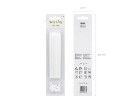 Świeczki urodzinowe, gładkie, białe 14 cm, 12 szt. Partydeco Świeczki urodzinowe, gładkie, białe 14 cm, 12 szt. Partydeco