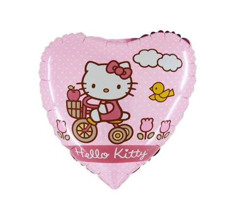 Balon Foliowy Serce Hello Kitty na rowerze - 46 cm Grabo