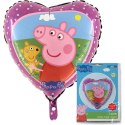 Balon Foliowy Serce Świnka Peppa różowa, 46cm Grabo