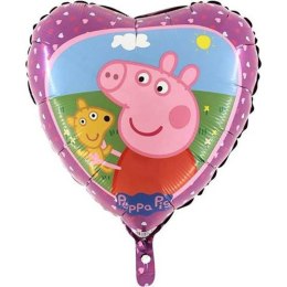 Balon Foliowy Serce Świnka Peppa różowa, 46cm Grabo