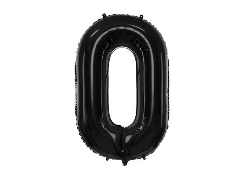 Balon foliowy Cyfra 0 czarna, 86cm Partydeco