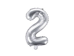 Balon foliowy Cyfra 2, 35cm, srebrny Partydeco