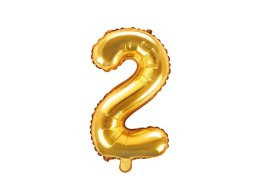 Balon foliowy Cyfra 2, 35cm, złoty Partydeco