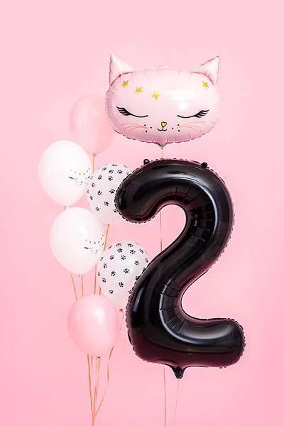 Balon foliowy Cyfra 2 czarna, 86cm Partydeco Balon foliowy Cyfra 2 czarna, 86cm Partydeco