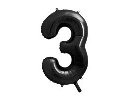 Balon foliowy Cyfra 3 czarna, 86cm Partydeco
