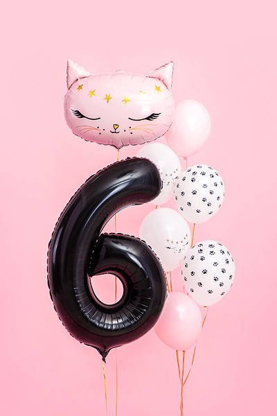 Balon foliowy Cyfra 6 czarna, 86cm Partydeco Balon foliowy Cyfra 6 czarna, 86cm Partydeco