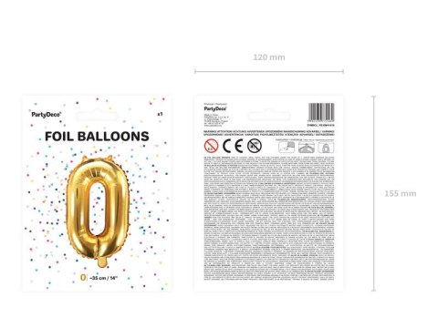 Balon foliowy Cyfra 9, 35cm, złoty Partydeco Balon foliowy Cyfra 9, 35cm, złoty Partydeco