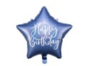 Balon foliowy Happy Birthday ! Granatowa gwiazda 40 cm Partydeco