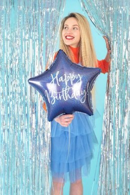 Balon foliowy Happy Birthday ! Granatowa gwiazda 40 cm Partydeco