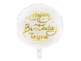 Balon foliowy Happy Birthday To You, biały, 35cm Partydeco