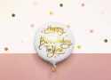 Balon foliowy Happy Birthday To You, biały, 35cm Partydeco