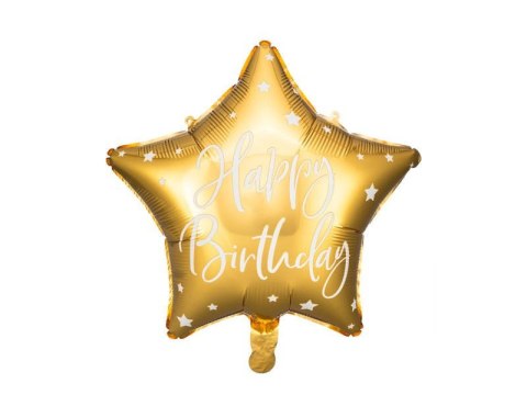 Balon foliowy Happy Birthday, Złota gwiazda 40 cm Partydeco Balon foliowy Happy Birthday, Złota gwiazda 40 cm Partydeco