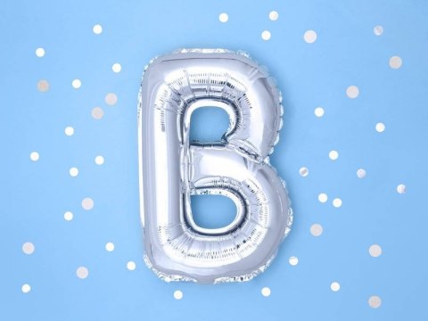 Balon foliowy Litera B, 35cm, Srebrna Partydeco Balon foliowy Litera B, 35cm, Srebrna Partydeco