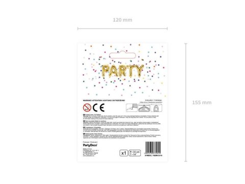 Balon foliowy Litera E, 35cm, Złota Partydeco Balon foliowy Litera E, 35cm, Złota Partydeco