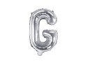 Balon foliowy Litera G, 35cm, Srebrna Partydeco