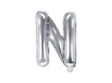 Balon foliowy Litera N, 35cm, Srebrna Partydeco