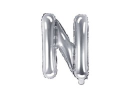 Balon foliowy Litera N, 35cm, Srebrna Partydeco