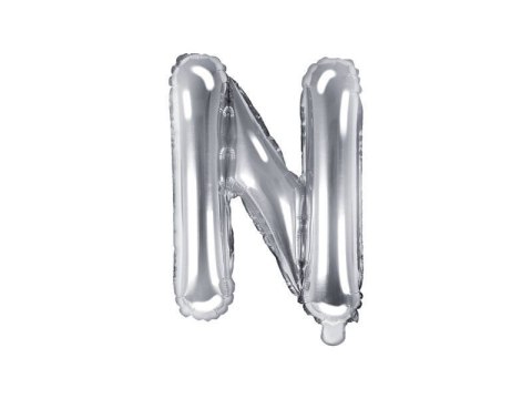 Balon foliowy Litera N, 35cm, Srebrna Partydeco Balon foliowy Litera N, 35cm, Srebrna Partydeco