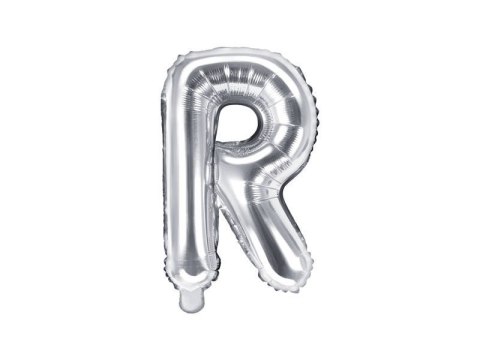 Balon foliowy Litera R 35cm, Srebrna Partydeco Balon foliowy Litera R 35cm, Srebrna Partydeco