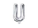 Balon foliowy Litera U 35cm, Srebrna Partydeco