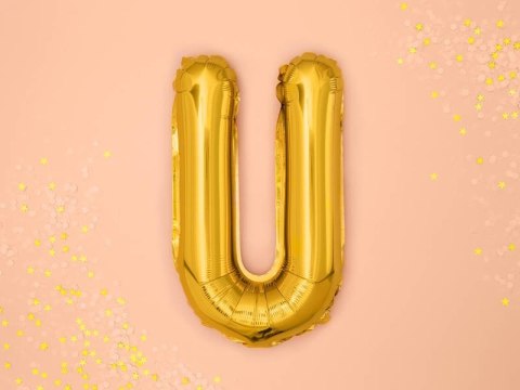 Balon foliowy Litera U 35cm, Złota Partydeco Balon foliowy Litera U 35cm, Złota Partydeco