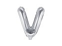 Balon foliowy Litera V 35cm, Srebrna Partydeco