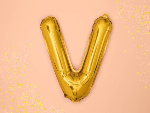 Balon foliowy Litera V 35cm, Złota Partydeco Balon foliowy Litera V 35cm, Złota Partydeco