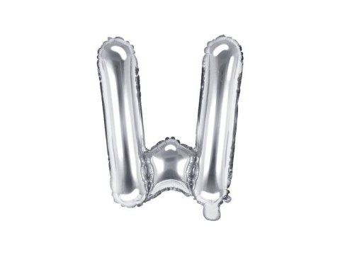 Balon foliowy Litera W 35cm, Srebrna Partydeco