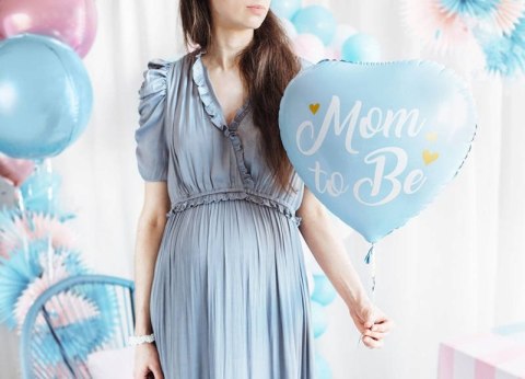 Balon foliowy Mom to Be, 35cm, niebieski Partydeco Balon foliowy Mom to Be, 35cm, niebieski Partydeco