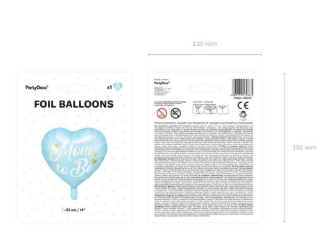 Balon foliowy Mom to Be, 35cm, niebieski Partydeco Balon foliowy Mom to Be, 35cm, niebieski Partydeco