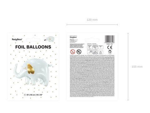 Balon foliowy Słoń, Słonik na szczęście, 61x46cm Partydeco Balon foliowy Słoń, Słonik na szczęście, 61x46cm Partydeco