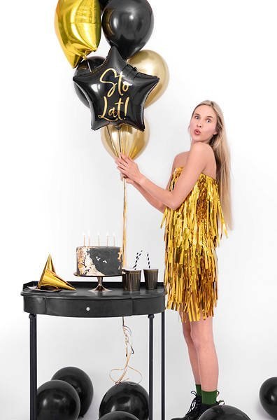 Balon foliowy Sto lat! Czarna gwiazda 40 cm Partydeco Balon foliowy Sto lat! Czarna gwiazda 40 cm Partydeco