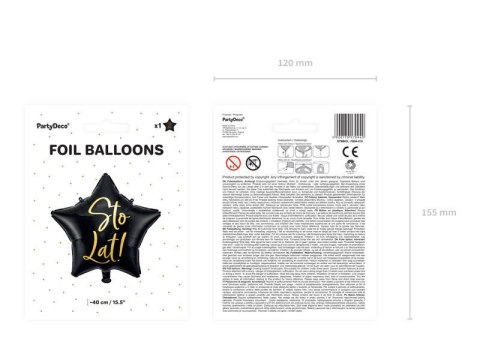 Balon foliowy Sto lat! Czarna gwiazda 40 cm Partydeco Balon foliowy Sto lat! Czarna gwiazda 40 cm Partydeco