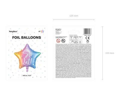 Balon foliowy Sto lat! Kolorowa gwiazda 40 cm Partydeco Balon foliowy Sto lat! Kolorowa gwiazda 40 cm Partydeco