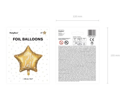 Balon foliowy Sto lat! Złota gwiazda 40 cm Partydeco Balon foliowy Sto lat! Złota gwiazda 40 cm Partydeco