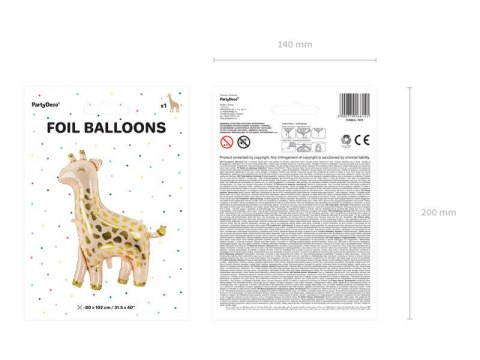 Balon foliowy Żyrafa, 80x102cm Partydeco Balon foliowy Żyrafa, 80x102cm Partydeco