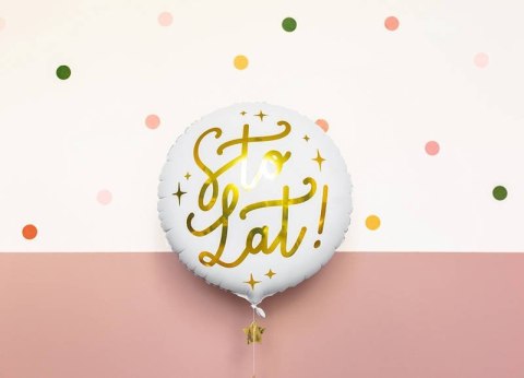 Balon foliowy urodzinowy Sto lat! biały, 35cm Partydeco Balon foliowy urodzinowy Sto lat! biały, 35cm Partydeco