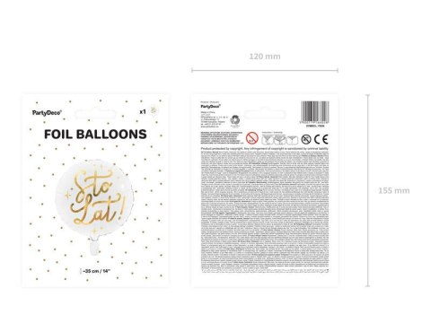 Balon foliowy urodzinowy Sto lat! biały, 35cm Partydeco Balon foliowy urodzinowy Sto lat! biały, 35cm Partydeco