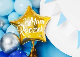 Balon foliowy złota Gwiazdka Mam Roczek, 48cm Partydeco