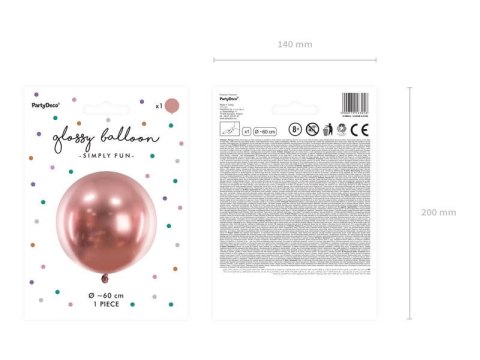 Balon lateksowy Gigant, Glossy, Chrome, Różowe Złoto, Rose Gold, 60cm, 1 szt. Partydeco Balon lateksowy Gigant, Glossy, Chrome, Różowe Złoto, Rose Gold, 60cm, 1 szt. Partydeco
