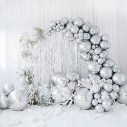 Balon lateksowy Gigant, Glossy, Chrome, Srebrny, 60cm, 1 szt. Partydeco