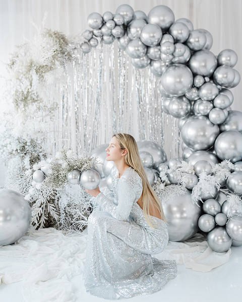 Balon lateksowy Gigant, Glossy, Chrome, Srebrny, 60cm, 1 szt. Partydeco Balon lateksowy Gigant, Glossy, Chrome, Srebrny, 60cm, 1 szt. Partydeco