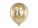 Balony Glossy 18 urodziny, Złoty chrom, 30cm, 6 szt. Partydeco