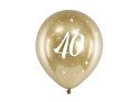 Balony Glossy 40 urodziny, Złoty chrom, 30cm, 6 szt. Partydeco