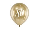 Balony Glossy 80 urodziny, Złoty chrom, 30cm, 6 szt. Partydeco